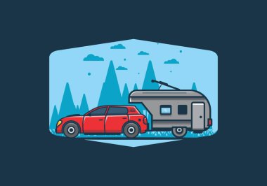 Ek çekiş kutusu çizimi olan araba