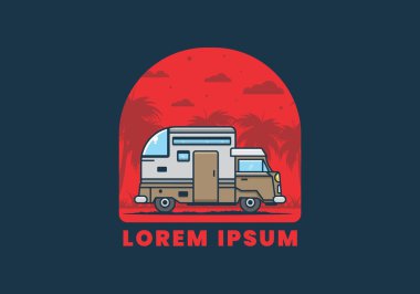 Özel kamp arabası düz çizim tasarımı