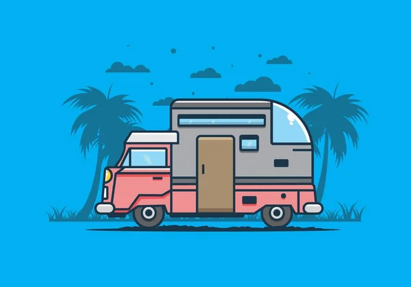 Camper Personalizado Coche Plano Ilustración Diseño — Archivo Imágenes Vectoriales