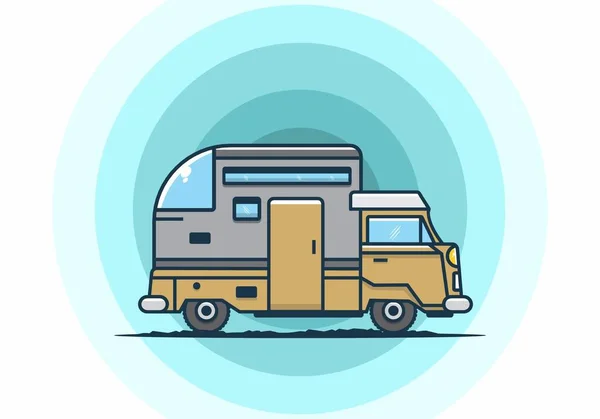 Custom Camper Auto Platte Illustratie Ontwerp — Stockvector