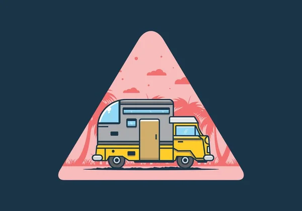 Camping Car Personnalisé Conception Illustration Plate — Image vectorielle