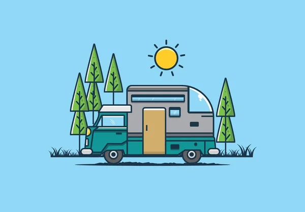 Camping Car Personnalisé Conception Illustration Plate — Image vectorielle