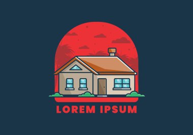 Renkli basit rüya evi düz çizim tasarımı