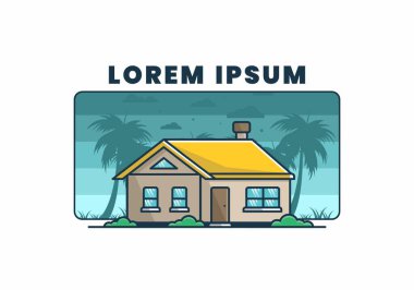 Renkli basit rüya evi düz çizim tasarımı