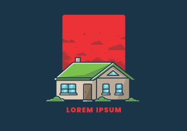 Renkli basit rüya evi düz çizim tasarımı