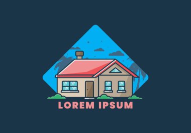 Renkli basit rüya evi düz çizim tasarımı