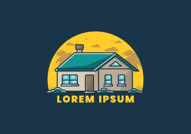 Renkli basit rüya evi düz çizim tasarımı