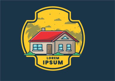 Renkli basit rüya evi düz çizim tasarımı