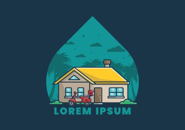 Renkli basit rüya evi düz çizim tasarımı