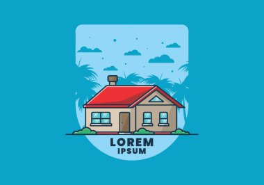 Renkli basit rüya evi düz çizim tasarımı