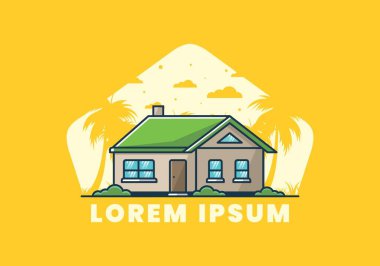 Renkli basit rüya evi düz çizim tasarımı