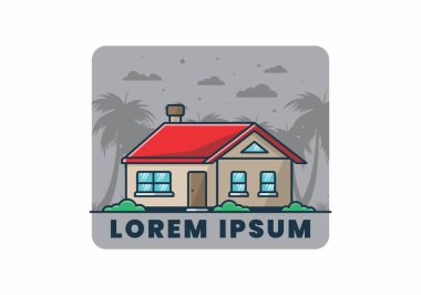 Renkli basit rüya evi düz çizim tasarımı