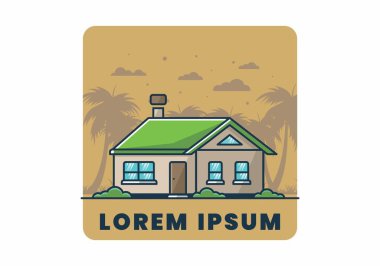 Renkli basit rüya evi düz çizim tasarımı