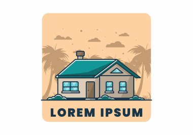 Renkli basit rüya evi düz çizim tasarımı