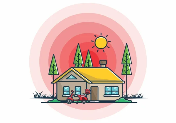 Colorful Simple Dream House Flat Illustration Design — Stock Vector
