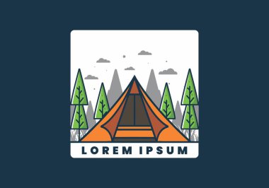 Üçgen çadır, düz çizim tasarımı.