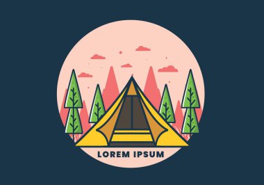 Üçgen çadır, düz çizim tasarımı.