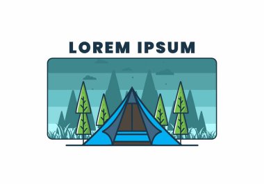 Üçgen çadır, düz çizim tasarımı.