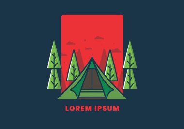 Üçgen çadır, düz çizim tasarımı.