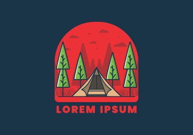 Üçgen çadır, düz çizim tasarımı.