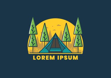 Üçgen çadır, düz çizim tasarımı.