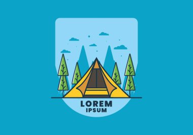 Üçgen çadır, düz çizim tasarımı.