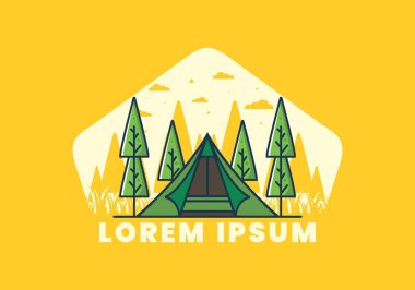 Üçgen çadır, düz çizim tasarımı.