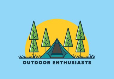 Üçgen çadır, düz çizim tasarımı.