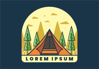 Üçgen çadır, düz çizim tasarımı.