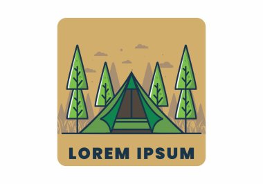 Üçgen çadır, düz çizim tasarımı.