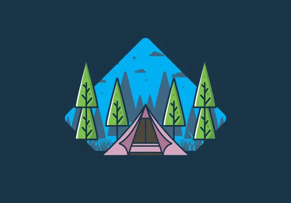 Tente Triangulaire Camping Illustration Plate Design — Image vectorielle