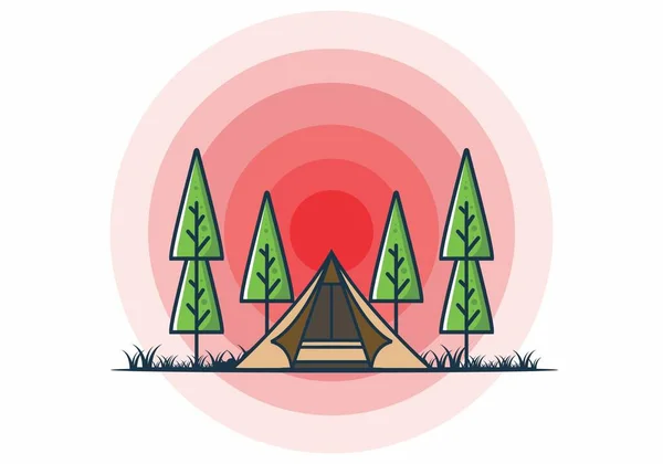 Triangeltält Camping Platt Illustration Design — Stock vektor