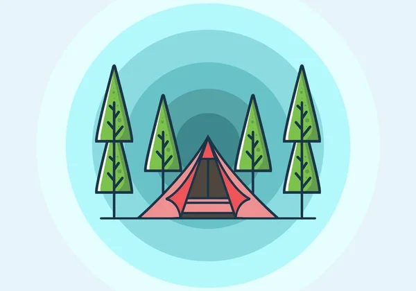 Tienda Triángulo Camping Plano Ilustración Diseño — Vector de stock