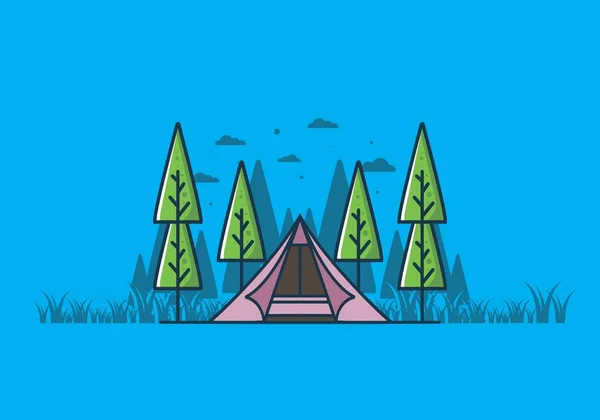 Tente Triangulaire Camping Illustration Plate Design — Image vectorielle