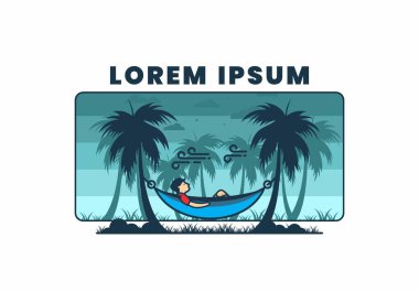 Hamak düz çizim tasarımında rahatla