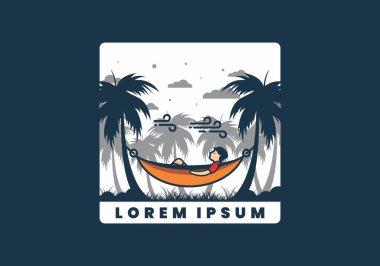 Hamak düz çizim tasarımında rahatla