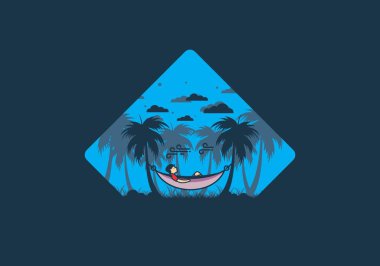 Hamak düz çizim tasarımında rahatla