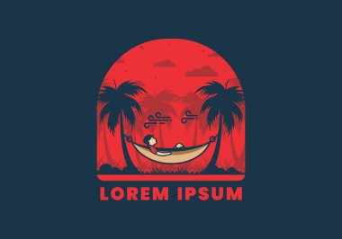 Hamak düz çizim tasarımında rahatla