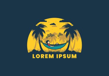 Hamak düz çizim tasarımında rahatla