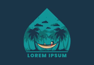 Hamak düz çizim tasarımında rahatla