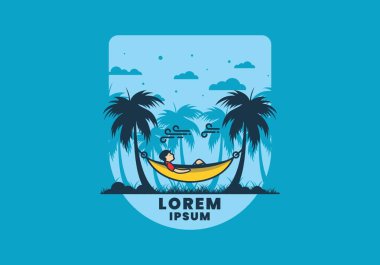 Hamak düz çizim tasarımında rahatla