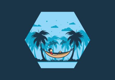 Hamak düz çizim tasarımında rahatla