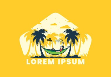 Hamak düz çizim tasarımında rahatla