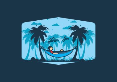 Hamak düz çizim tasarımında rahatla