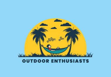 Hamak düz çizim tasarımında rahatla