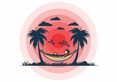 Hamak düz çizim tasarımında rahatla