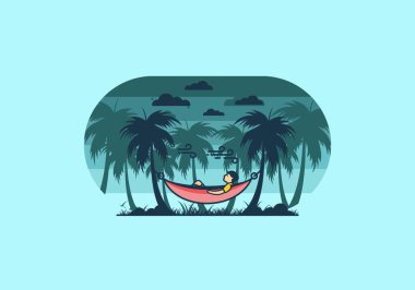 Hamak düz çizim tasarımında rahatla