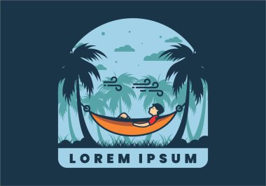 Hamak düz çizim tasarımında rahatla