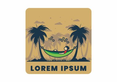 Hamak düz çizim tasarımında rahatla