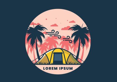 Hindistan cevizi ağaçlarının altında çadırda kalın.